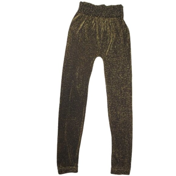 Gold Stretch Pants Tights or Leggings - Size Petite or Small - Picture 1 of 14